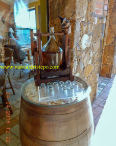 No final do corredor o cliente enconta este barril em que uma bruxinha oferece um drink antes de começarem "a assembléia".