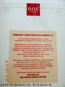 A apresentação do D.O.C. Ristorante.