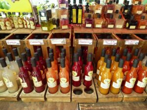 Barraca de azeites e sucos naturais.