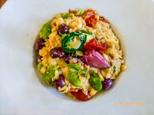 O risoto de legumes da estação, entretanto, deixou a desejar no sabor - Insosso.