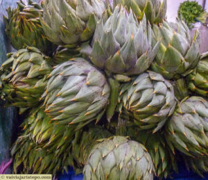 Alcachofras encontrei aos borbotões.